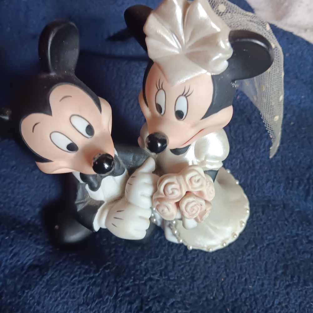 Disney Bride and Groom Cake Topper - Black, White, and Pink